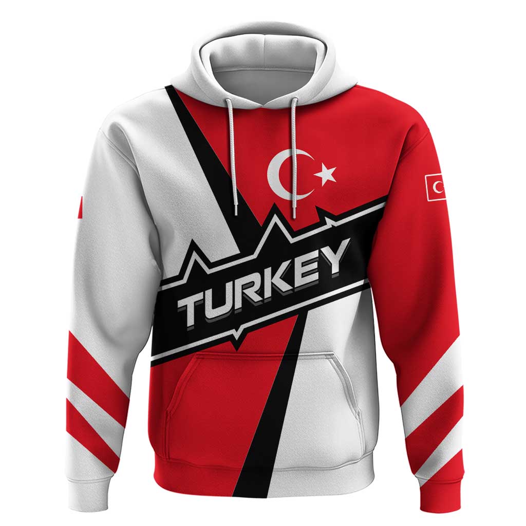 Turkey Flag and Modern Graphic Design Zip Hoodie with Bold Red and Black Elements