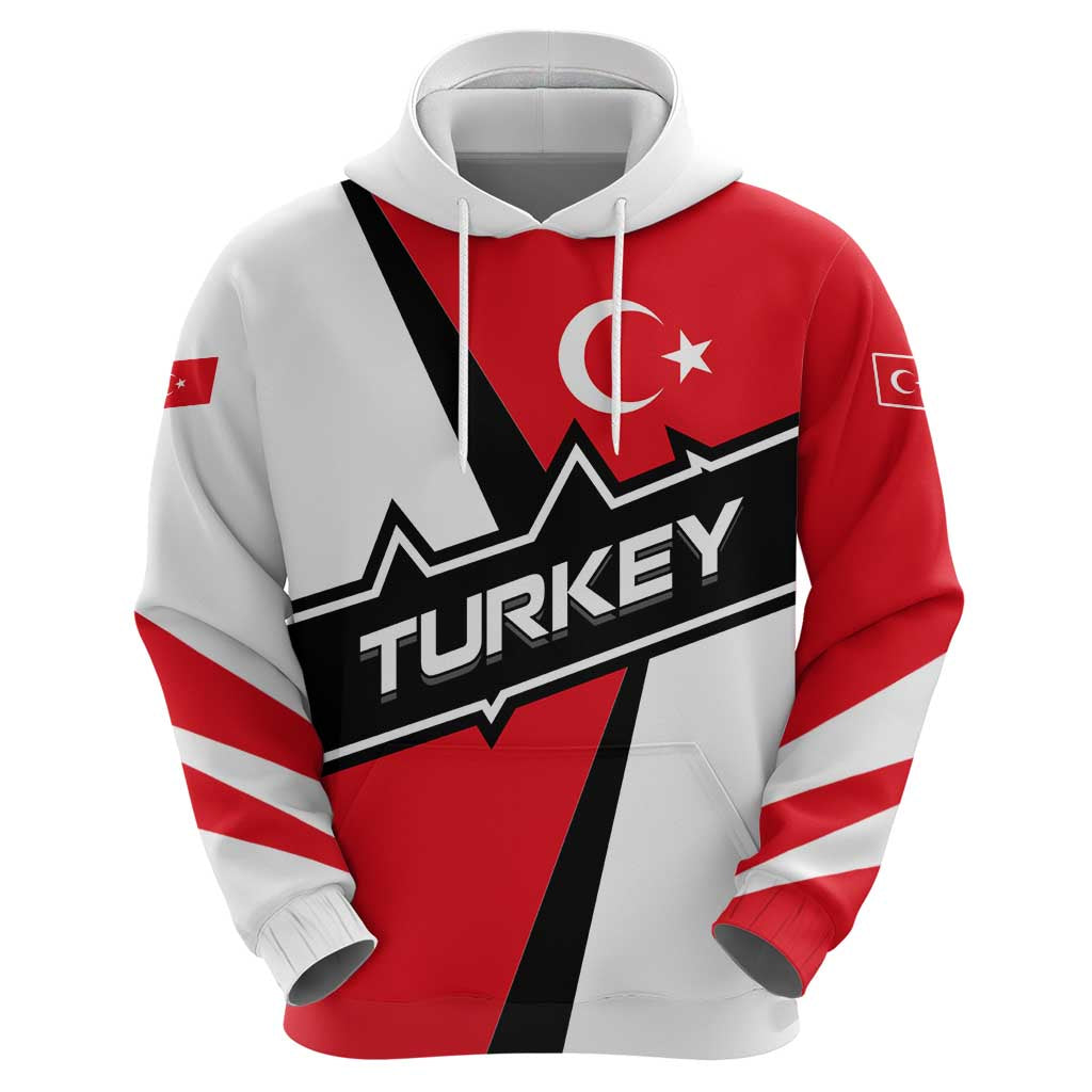 Turkey Flag and Modern Graphic Design Zip Hoodie with Bold Red and Black Elements