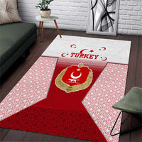 Turkey National Emblem and Cartoon Turkey Bird Area Rug with Red and White Gradient Design
