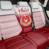 Turkey National Emblem and Cartoon Turkey Bird Back Car Seat Cover with Red and White Gradient Design