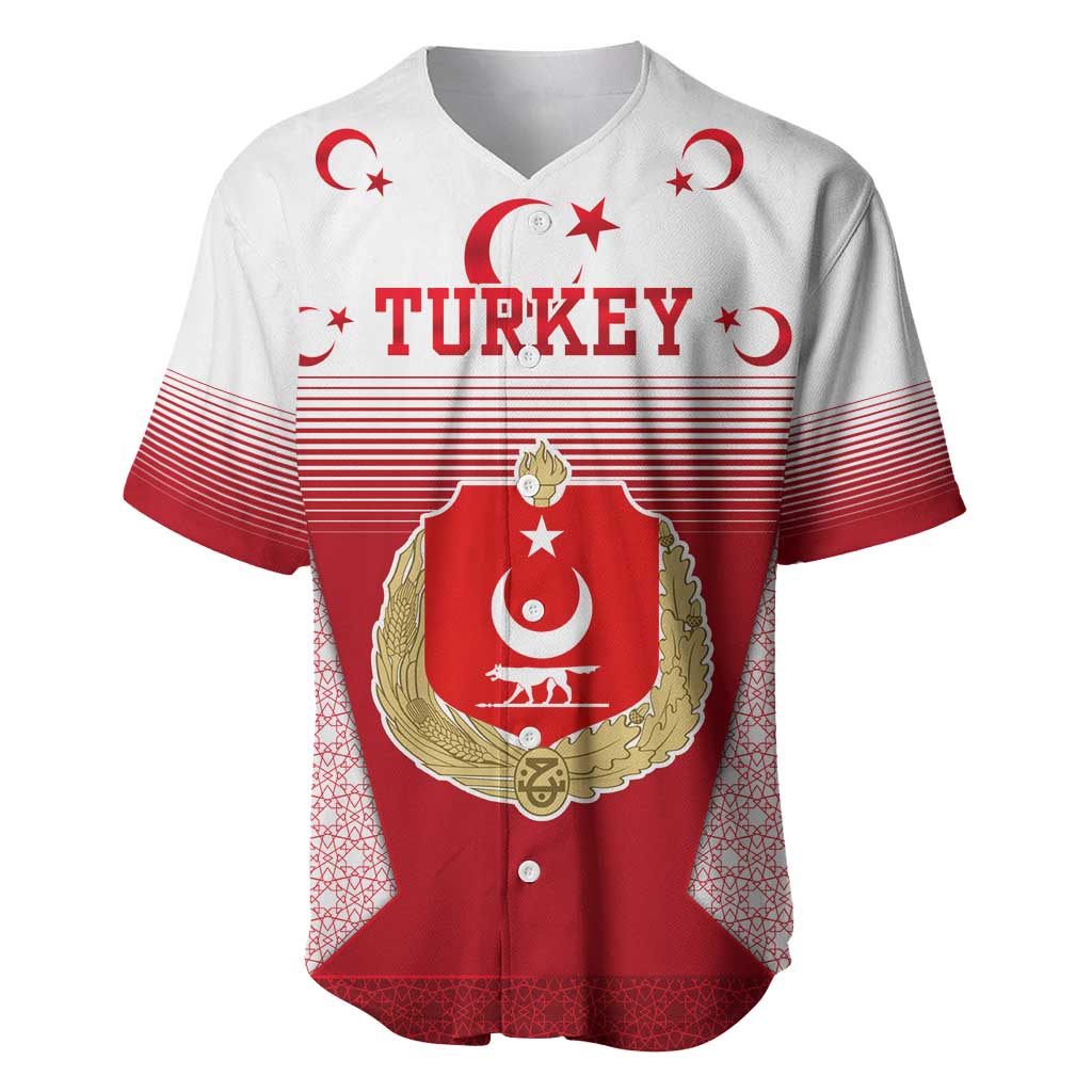 Turkey National Emblem and Cartoon Turkey Bird Baseball Jersey with Red and White Gradient Design
