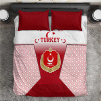 Turkey National Emblem and Cartoon Turkey Bird Bedding Set with Red and White Gradient Design
