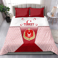 Turkey National Emblem and Cartoon Turkey Bird Bedding Set with Red and White Gradient Design