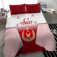 Turkey National Emblem and Cartoon Turkey Bird Bedding Set with Red and White Gradient Design