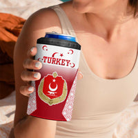 Turkey National Emblem and Cartoon Turkey Bird 4 in 1 Can Cooler Tumbler with Red and White Gradient Design
