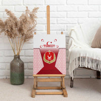 Turkey National Emblem and Cartoon Turkey Bird Canvas Wall Art with Red and White Gradient Design