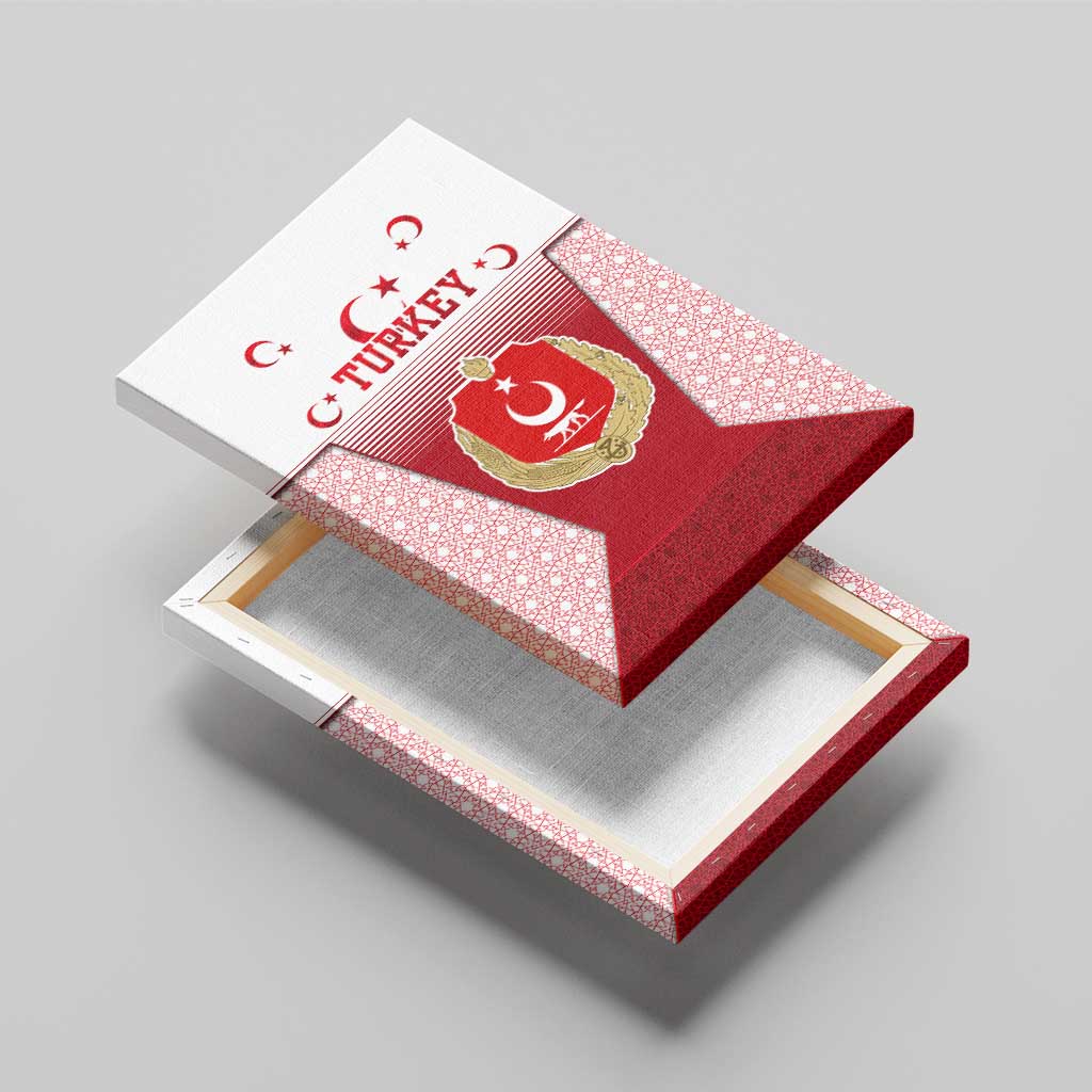 Turkey National Emblem and Cartoon Turkey Bird Canvas Wall Art with Red and White Gradient Design