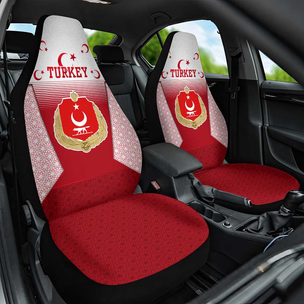 Turkey National Emblem and Cartoon Turkey Bird Car Seat Cover with Red and White Gradient Design