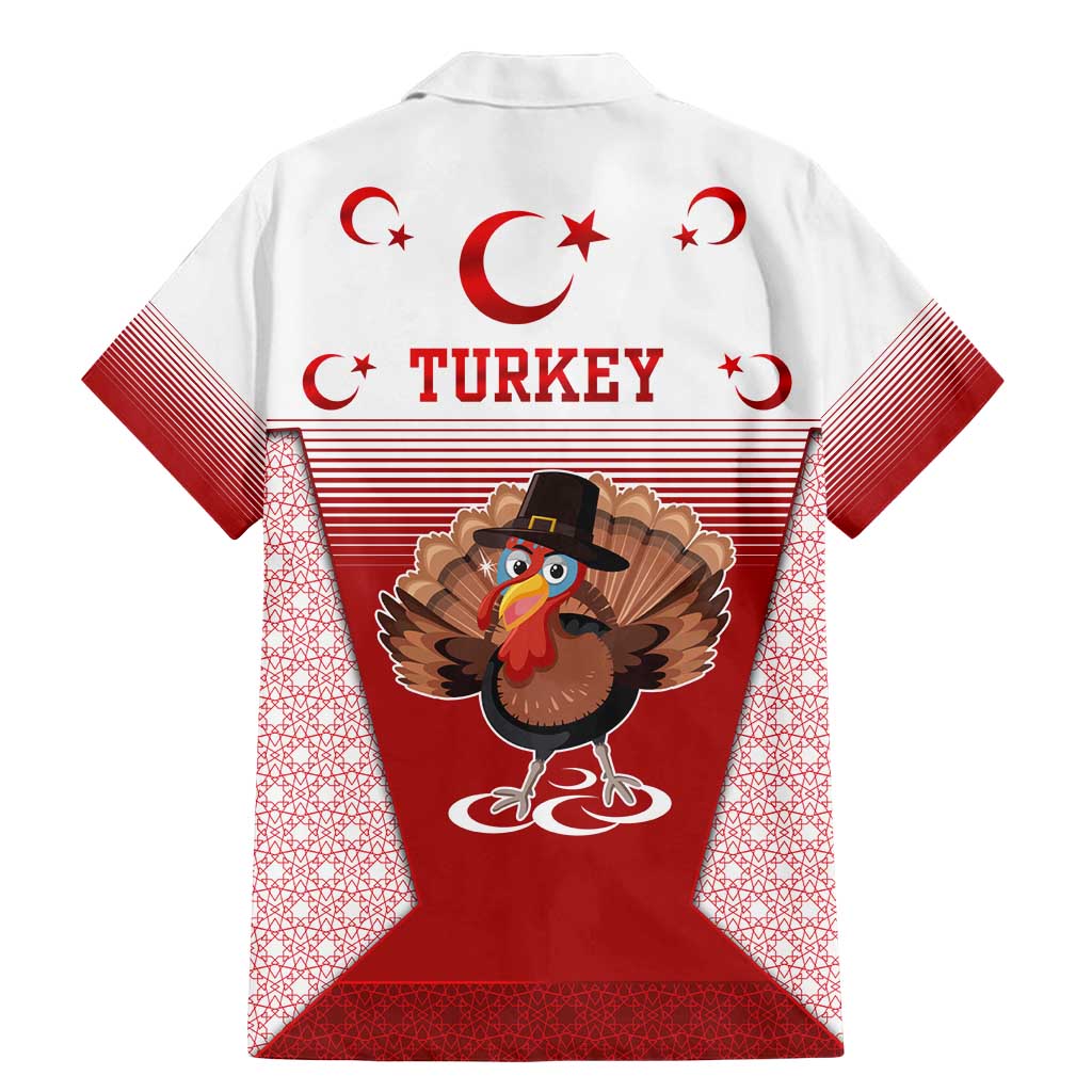 Turkey National Emblem and Cartoon Turkey Bird Family Matching Mermaid Dress and Hawaiian Shirt with Red and White Gradient Design
