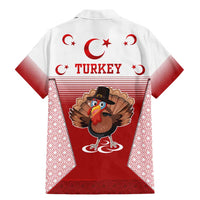 Turkey National Emblem and Cartoon Turkey Bird Family Matching Mermaid Dress and Hawaiian Shirt with Red and White Gradient Design