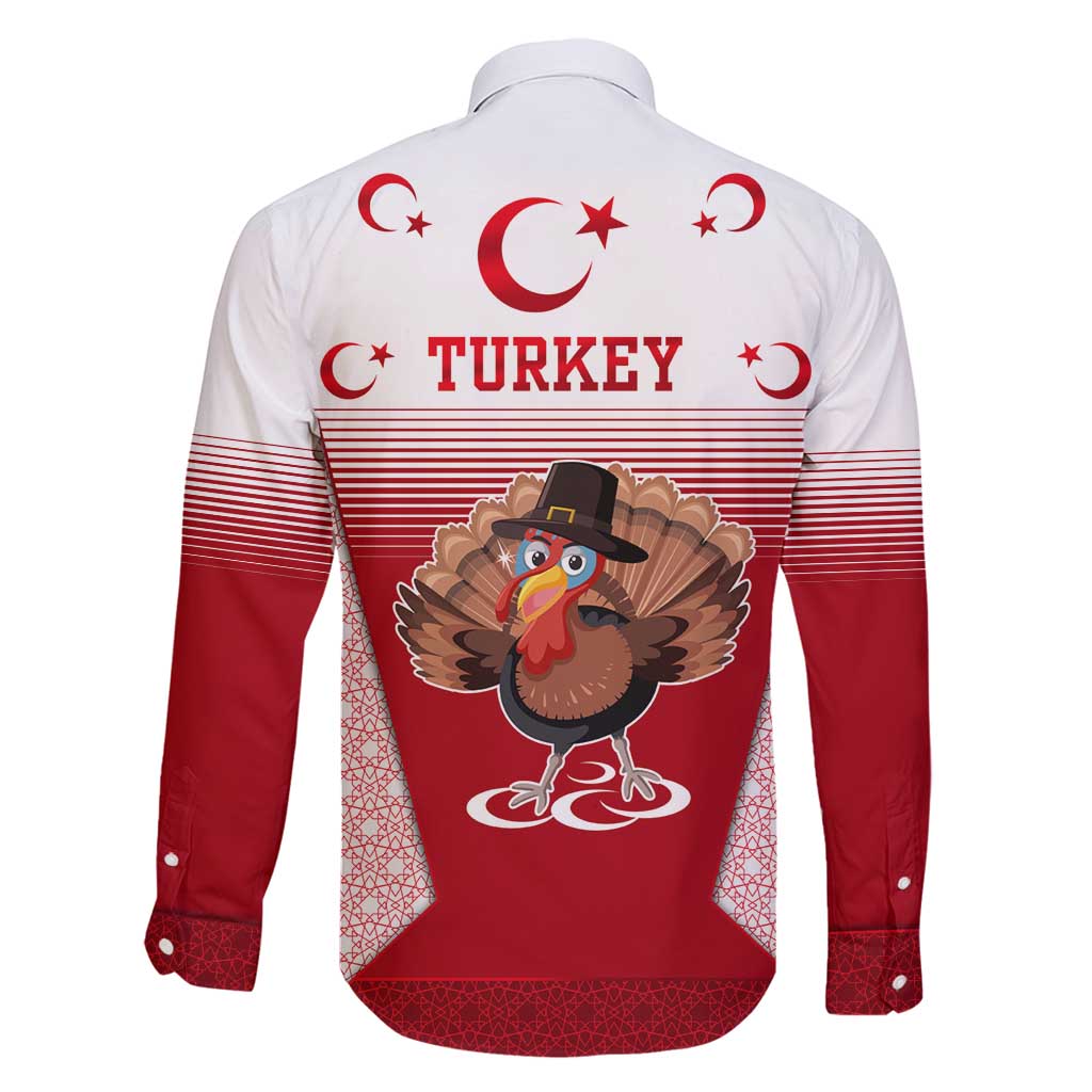 Turkey National Emblem and Cartoon Turkey Bird Family Matching Off Shoulder Maxi Dress and Hawaiian Shirt with Red and White Gradient Design