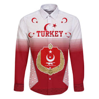 Turkey National Emblem and Cartoon Turkey Bird Family Matching Puletasi and Hawaiian Shirt with Red and White Gradient Design