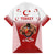 Turkey National Emblem and Cartoon Turkey Bird Family Matching Summer Maxi Dress and Hawaiian Shirt with Red and White Gradient Design