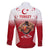Turkey National Emblem and Cartoon Turkey Bird Family Matching Summer Maxi Dress and Hawaiian Shirt with Red and White Gradient Design