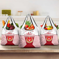 Turkey National Emblem and Cartoon Turkey Bird Grocery Bag with Red and White Gradient Design