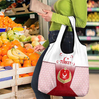 Turkey National Emblem and Cartoon Turkey Bird Grocery Bag with Red and White Gradient Design