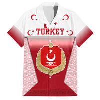 Turkey National Emblem and Cartoon Turkey Bird Hawaiian Shirt with Red and White Gradient Design