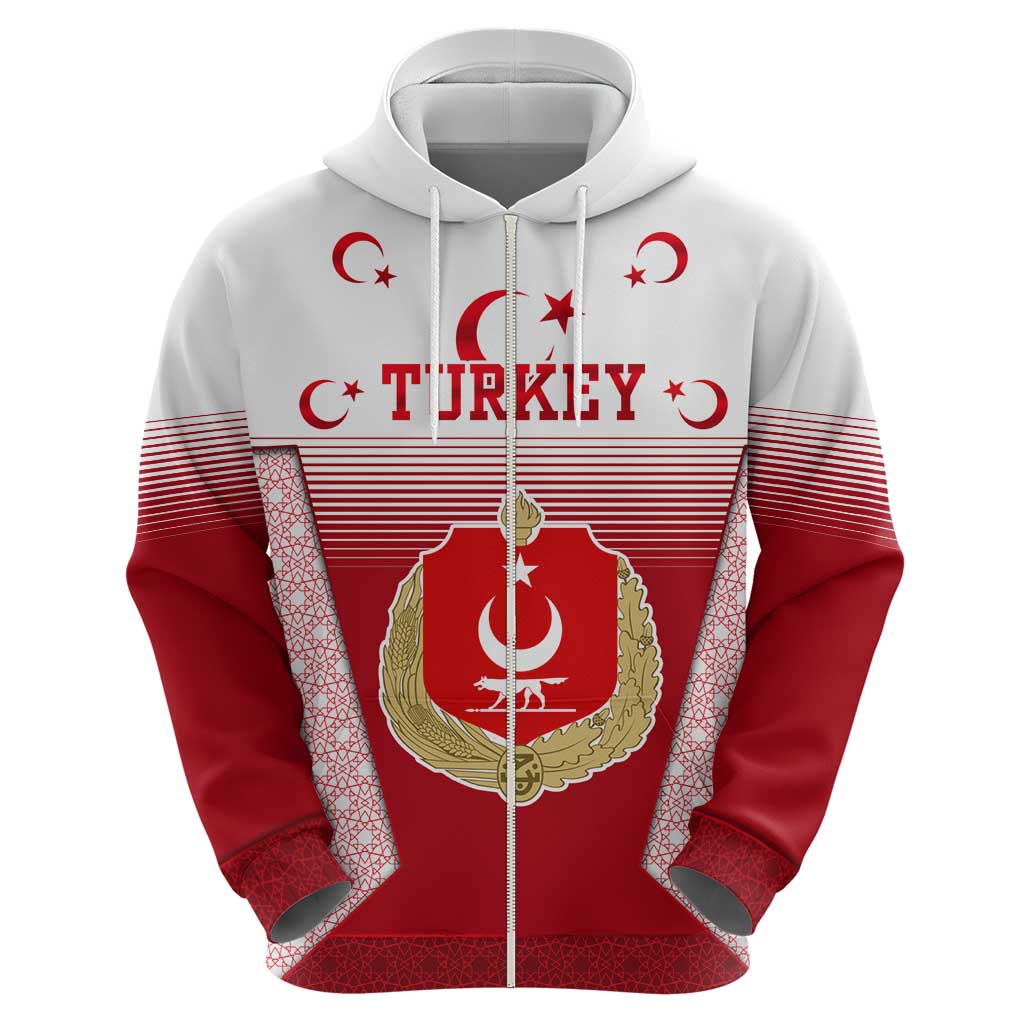 Turkey National Emblem and Cartoon Turkey Bird Hoodie with Red and White Gradient Design