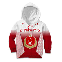 Turkey National Emblem and Cartoon Turkey Bird Kid Hoodie with Red and White Gradient Design