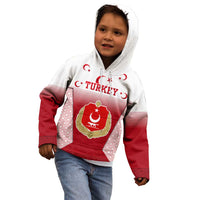 Turkey National Emblem and Cartoon Turkey Bird Kid Hoodie with Red and White Gradient Design