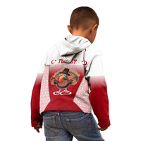 Turkey National Emblem and Cartoon Turkey Bird Kid Hoodie with Red and White Gradient Design