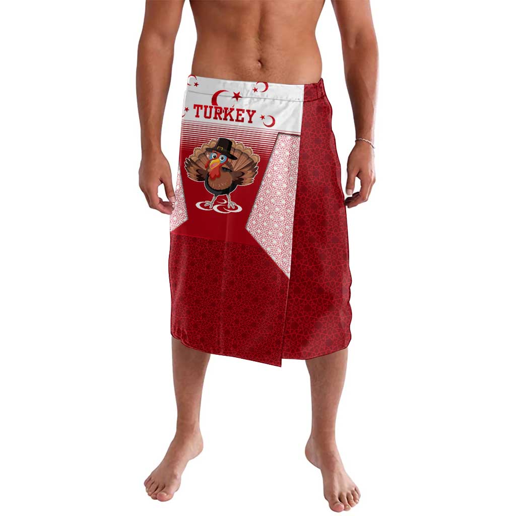 Turkey National Emblem and Cartoon Turkey Bird Lavalava with Red and White Gradient Design
