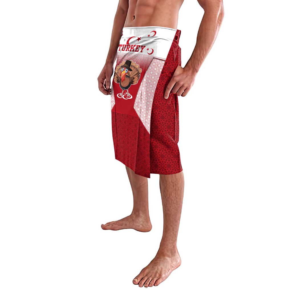 Turkey National Emblem and Cartoon Turkey Bird Lavalava with Red and White Gradient Design