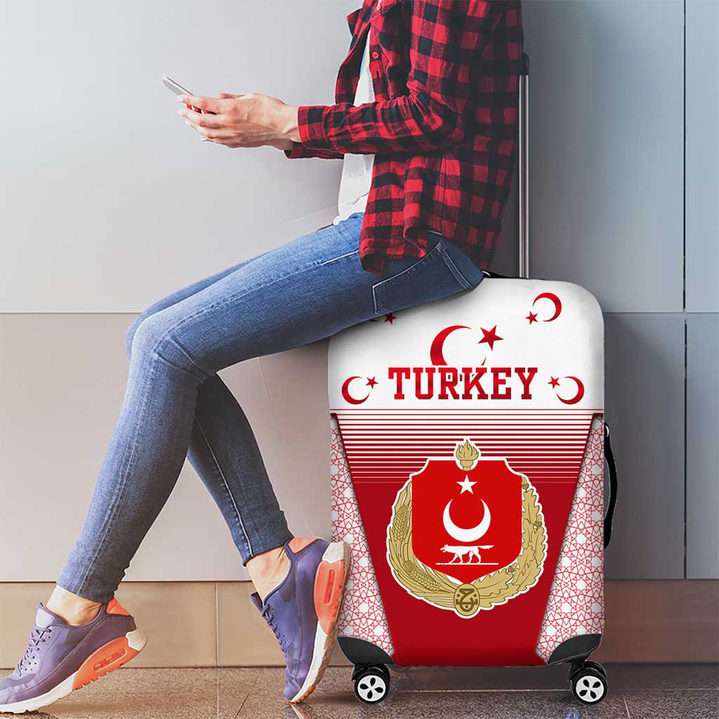 Turkey National Emblem and Cartoon Turkey Bird Luggage Cover with Red and White Gradient Design
