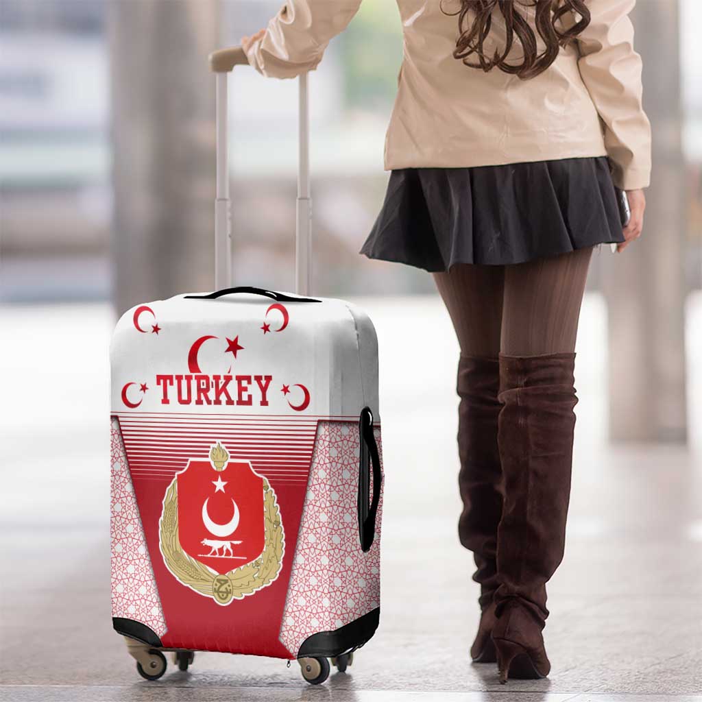 Turkey National Emblem and Cartoon Turkey Bird Luggage Cover with Red and White Gradient Design