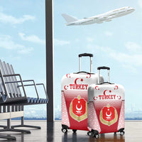 Turkey National Emblem and Cartoon Turkey Bird Luggage Cover with Red and White Gradient Design