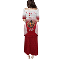 Turkey National Emblem and Cartoon Turkey Bird Puletasi with Red and White Gradient Design