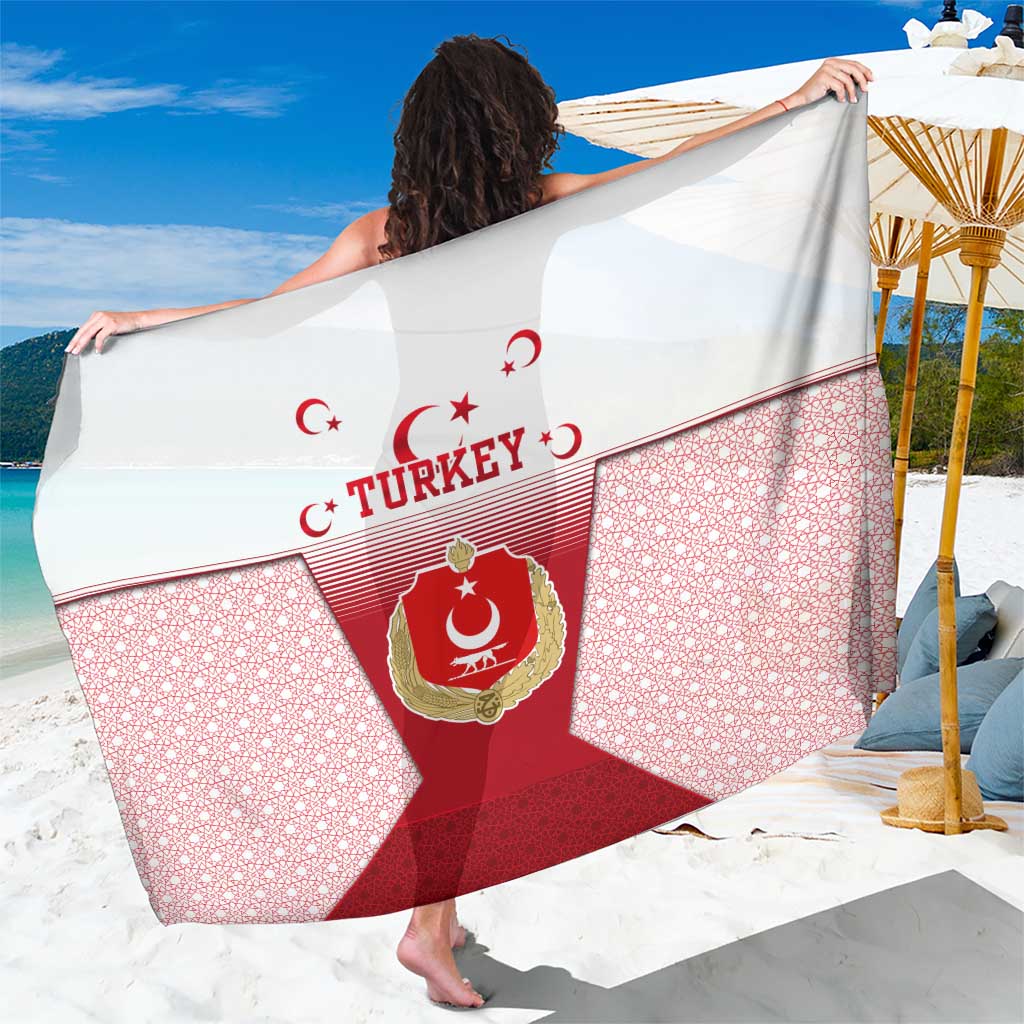 Turkey National Emblem and Cartoon Turkey Bird Sarong with Red and White Gradient Design