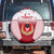 Turkey National Emblem and Cartoon Turkey Bird Spare Tire Cover with Red and White Gradient Design