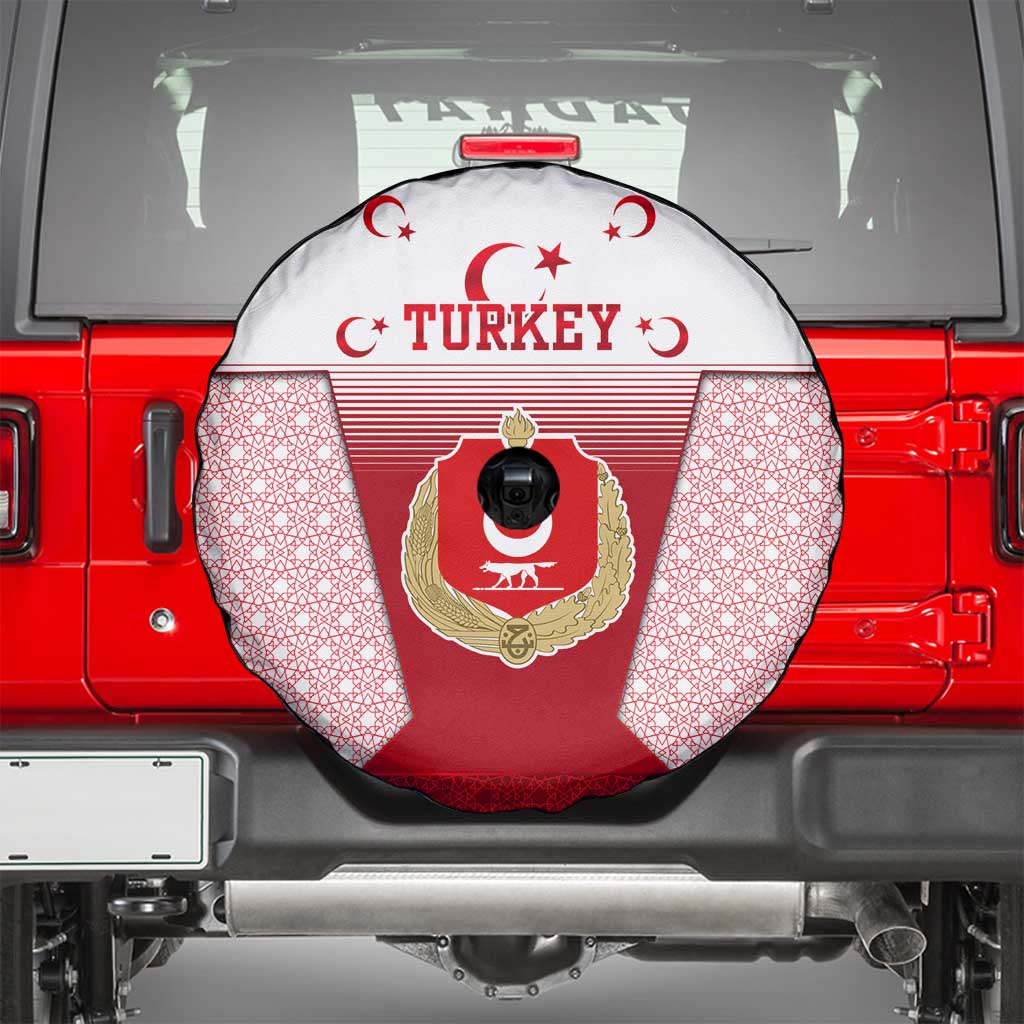 Turkey National Emblem and Cartoon Turkey Bird Spare Tire Cover with Red and White Gradient Design