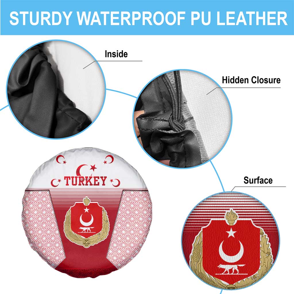 Turkey National Emblem and Cartoon Turkey Bird Spare Tire Cover with Red and White Gradient Design