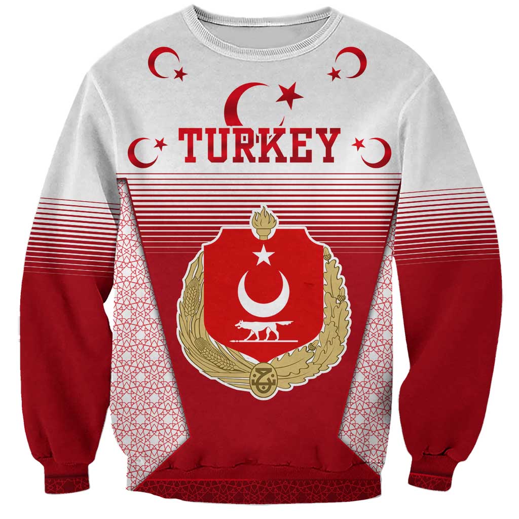 Turkey National Emblem and Cartoon Turkey Bird Sweatshirt with Red and White Gradient Design
