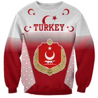 Turkey National Emblem and Cartoon Turkey Bird Sweatshirt with Red and White Gradient Design