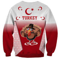 Turkey National Emblem and Cartoon Turkey Bird Sweatshirt with Red and White Gradient Design