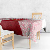Turkey National Emblem and Cartoon Turkey Bird Tablecloth with Red and White Gradient Design