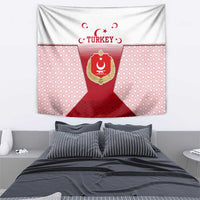 Turkey National Emblem and Cartoon Turkey Bird Tapestry with Red and White Gradient Design