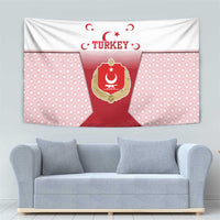 Turkey National Emblem and Cartoon Turkey Bird Tapestry with Red and White Gradient Design