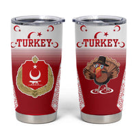 Turkey National Emblem and Cartoon Turkey Bird Tumbler Cup with Red and White Gradient Design