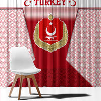 Turkey National Emblem and Cartoon Turkey Bird Window Curtain with Red and White Gradient Design