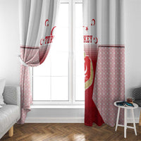Turkey National Emblem and Cartoon Turkey Bird Window Curtain with Red and White Gradient Design