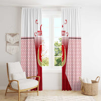 Turkey National Emblem and Cartoon Turkey Bird Window Curtain with Red and White Gradient Design