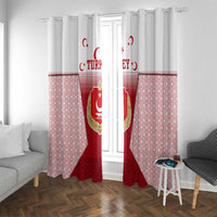 Turkey National Emblem and Cartoon Turkey Bird Window Curtain with Red and White Gradient Design