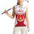 Turkey National Emblem and Cartoon Turkey Bird Women Sleeveless Polo Shirt with Red and White Gradient Design