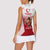 Turkey National Emblem and Cartoon Turkey Bird Women Sleeveless Polo Shirt with Red and White Gradient Design