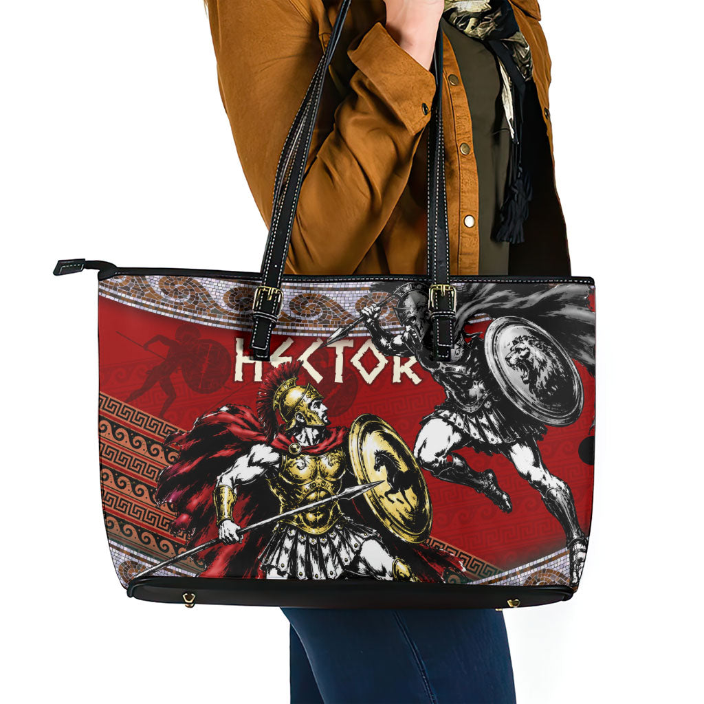 Hector Prince Of Troy Leather Tote Bag Ancient Greek Mythology Trojan Warrior