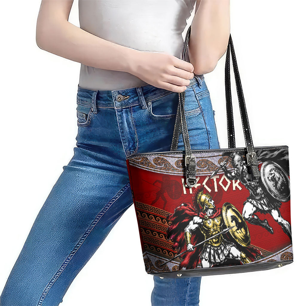 Hector Prince Of Troy Leather Tote Bag Ancient Greek Mythology Trojan Warrior
